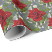 Papier Cadeau Bourgeon de rose rouge (Coin rond)