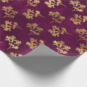 PAPIER CADEAU BOURGOGNE AVEC FEUILLES DE PARSLEY D'OR (Coin)