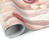 Papier Cadeau Bourgogne Crème Blush Fleur Mariage (Coin rond)