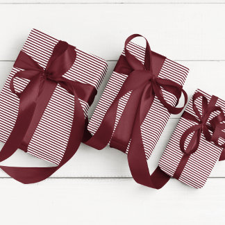 Papier Cadeau Bourgogne Élégant À Rayures Fines