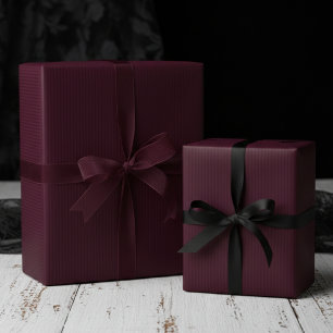 Papier Cadeau Bourgogne Élégant sur Rayures Bourgogne