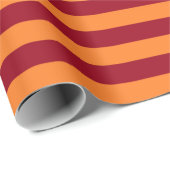 Papier Cadeau Bourgogne et rayures oranges (Coin rond)
