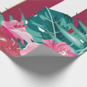 Papier Cadeau Bourgogne exotique Floral rayé (Coin)