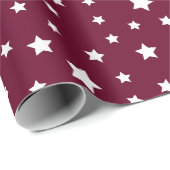Papier Cadeau Bourgogne foncée avec Motif étoilé (Coin rond)