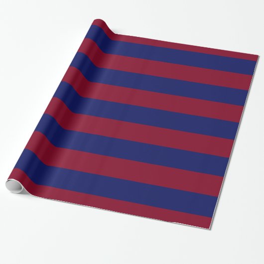 Papier Cadeau Bourgogne, Motif Navy Blue XL Stripes V (Déroulé)