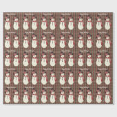 Papier Cadeau Bourgogne Plaid Avec Snowman (Plat)