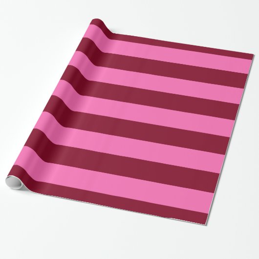 Papier Cadeau Bourgogne, rose chaud #2 XL Preppy Stripe 1X (Déroulé)