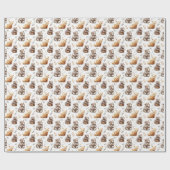 Papier Cadeau Bours Brown mignons en blanc (Plat)