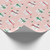Papier Cadeau Bours polaires de Noël mignons sur rose clair (Coin)