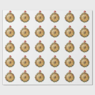 Papier Cadeau Boussole de navire Santa Chapeau Lumières de Noël