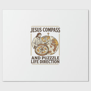 Papier Cadeau Boussole Jésus et casse-tête Direction de vie Jésu