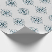 Papier Cadeau Boussole marine sur gris (Coin)