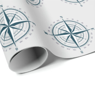 Papier Cadeau Boussole marine sur gris