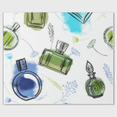 Papier Cadeau Bouteille de parfum motif sans soudure et texte aq (Plat)