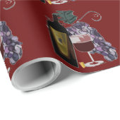 Papier Cadeau Bouteille de vin et raisins (Coin rond)