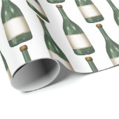 Papier Cadeau bouteille de vin vert (Coin rond)