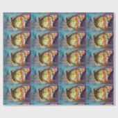 PAPIER CADEAU BOUTEILLE MAGIQUE EN BLEU (Plat)