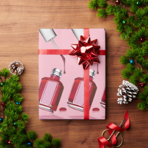 Papier Cadeau Bouteille polonaise à ongle rouge, rose