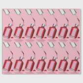 Papier Cadeau Bouteille polonaise à ongle rouge, rose (Plat)