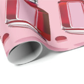 Papier Cadeau Bouteille polonaise à ongle rouge, rose (Coin rond)