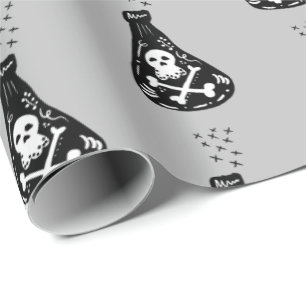 Papier Cadeau Bouteille squelette mignon Halloween empoisonné ef