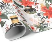 Papier Cadeau Bouteilles de parfum chic motif de Noël (Coin rond)