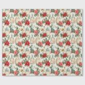 Papier Cadeau Bouteilles de parfum victoriennes florales de Noël (Plat)