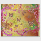 PAPIER CADEAU BOUTEILLES EN JAUNE D'OR BROWN ÉPARKLES VERTS (Plat)