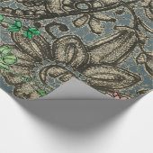 PAPIER CADEAU BOUTEILLES ET CADEAUX MOTIFS ANCIENS EN LACE (Coin)