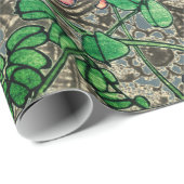 PAPIER CADEAU BOUTEILLES ET CADEAUX MOTIFS ANCIENS EN LACE (Coin rond)