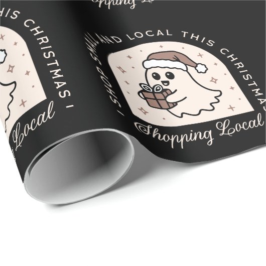 Papier Cadeau Boutique de soutien petit cadeau de Noël local (Coin rond)