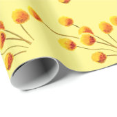 Papier Cadeau Bouton Billy jaune fleur australienne originaire (Coin rond)