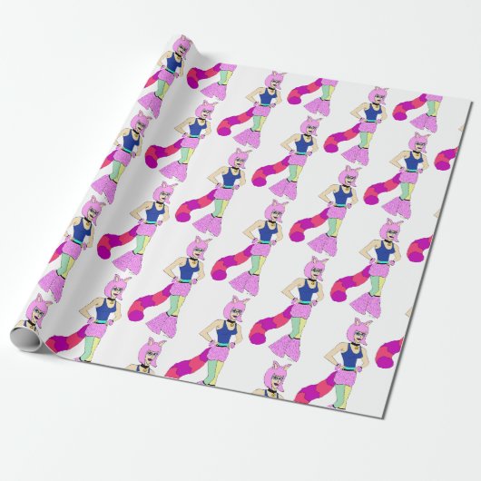 Papier Cadeau bouton catgirl (Déroulé)