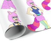 Papier Cadeau bouton catgirl (Coin rond)