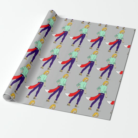 Papier Cadeau bouton de fille foxy (Déroulé)
