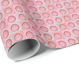 Papier Cadeau Bouton rose motif coché