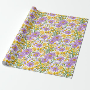 Papier Cadeau Boutons Billy Et Fleurs Faisées Faisées