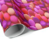 Papier Cadeau Boutons de bonbons rose (Coin rond)