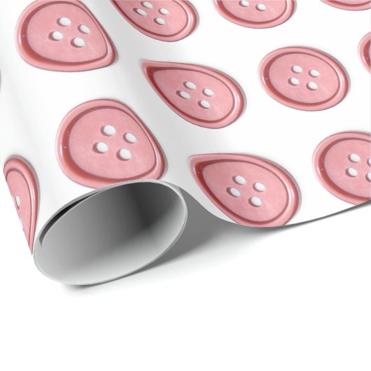 Papier Cadeau Boutons de couture roses mignons (Coin rond)