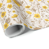 Papier Cadeau Boutons jaunes et bruns (Coin rond)