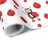 Papier Cadeau Boutons mignons en blanc (Coin rond)