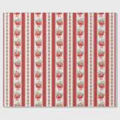 Papier Cadeau Boutons rouges sucre de canne Noël (Plat)