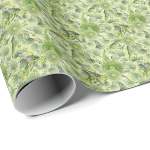 Papier Cadeau Bovins verts femelles et fleurs d'eucalyptus