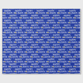 Papier Cadeau Bow de Noël en or sur bleu (Plat)