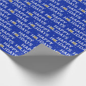 Papier Cadeau Bow de Noël en or sur bleu (Coin)