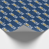 Papier Cadeau Bow de Noël Or pour 2025 sur Bleu (Coin)