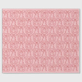 Papier Cadeau Bow en ruban rouge rose (Plat)