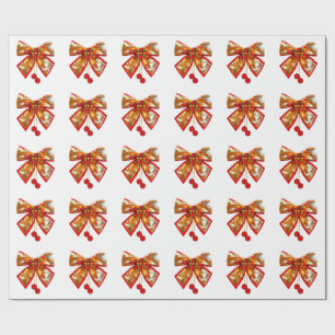 Papier Cadeau Bow Or Et Étoiles Papier D'Enveloppement Blanc