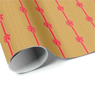 Papier Cadeau Bow or et rouge