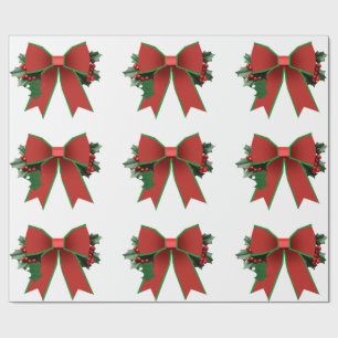 Papier Cadeau Bow rouge et vert avec papier blanc creux